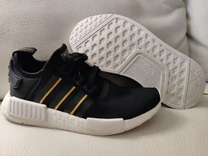 Adidas Sz 7 Women’s Running Sneakers NMD R1 Black Gold shoes Metallic FW6433 - Picture 1 of 15
