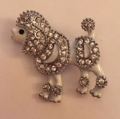 Заколка для собаки пуделя винтажная стильная белая розовая или черная серебристая  - Изображение 1 из 3