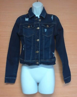 Chaqueta vaquera básica azul envejecido Wax Jean para mujer talla pequeña Foto 1 de 4