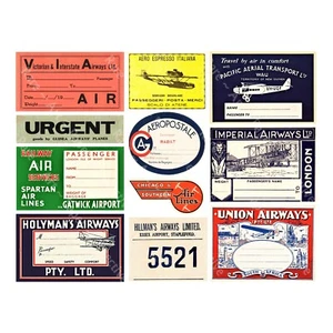 Etiquetas de equipaje y etiquetas de equipaje de avión, etiquetas de aerolíneas, 1 hoja, reproducciones - Imagen 1 de 1