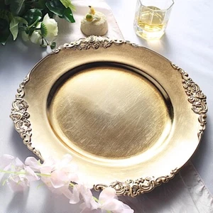 24 GOLD 13" Round with Embossed Rim Charger Plates Wedding Party Dinner Supplies - Picture 1 of 8