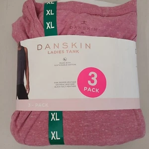 Danskin Women's High-low Tank 3 Pack Pink Pepper/Oatmeal/Black Size XL - Picture 1 of 7