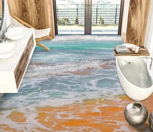 3D Playa Ondas H4556 Suelo Mural Fotomural Papel Pintado Familia Coco 2024 - Imagen 1 de 5