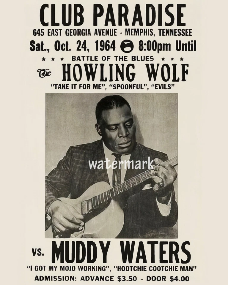 Howlin Wolf - Muddy Water Concert Poster - 8x10 Photo - Image 1 of 1
