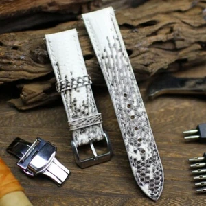 Correa de reloj Lagarto, correa de reloj hecha a mano de cuero para hombre, 18 mm 20 mm 22 mm, blanco sucio - Imagen 1 de 6