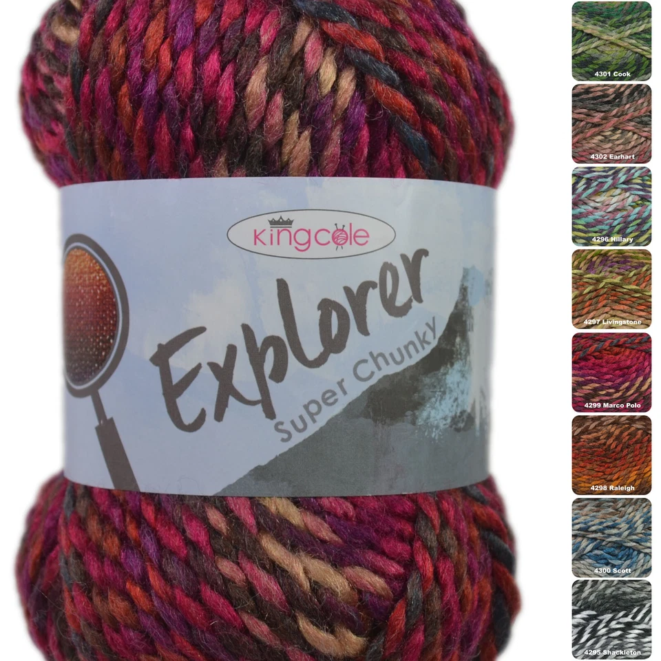 King Cole Explorer Super Chunky 100g Multi-Coloured Knitting Crochet Yarn