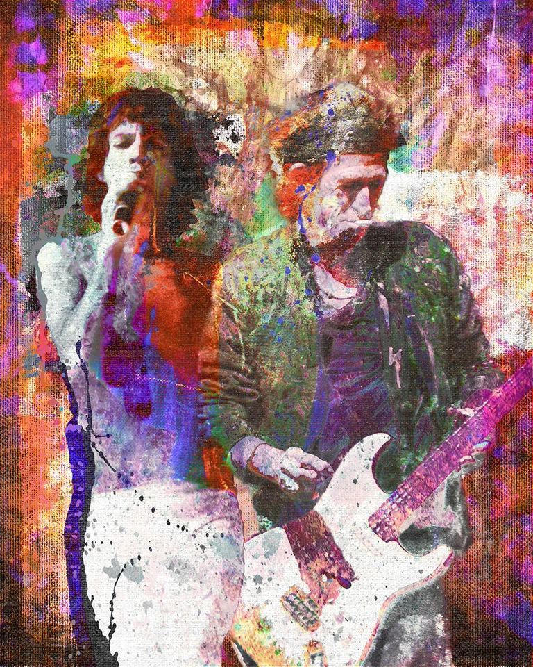 ROCKCHROMATIC Rolling Stones Art Print, Stones Canvas, Mick Jagger, Keith Richards