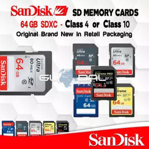 SanDisk SD Card 64GB Memory Ultra or Extreme Pro Class 4 or 10 Fast Camera OEM - Picture 1 of 7