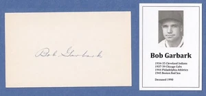 Baseballspieler Bob Garbark (1934-45, d.1990) handsignierte 3x5 Karteikarte - Bild 1 von 1