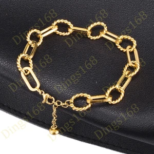 Genuine 18K Yellow Gold Filled High-Polished 9.5mm Rectangle Link Chain Bracelet - Picture 1 of 2