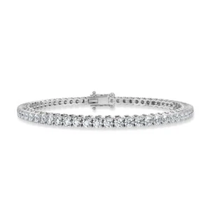 12.87ct F-G/VS-SI 100% Natural Round Diamond Tennis Bracelet, 18k White Gold - Picture 1 of 6