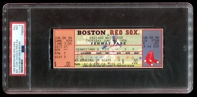 1996 6/6 Red Sox White Sox PSA 9 как новый билет тройная игра и цикл игры 2-й когда-либо - Изображение 1 из 3