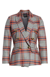 $795 Smythe Checkered Double Breasted Blazer Jacket Size 8 - Picture 1 of 10