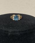 Vintage H.Stern 18k Yellow Gold Blue Topaz Diamond Sz 5.75 Ring