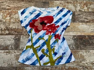 Blusa donna Desigual ampia blu/multi girocollo cotone taglia M - Foto 1 di 7