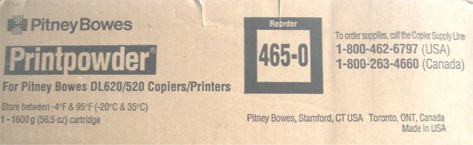 Tóner original Pitney Bowes 465-0 para DL520-DL620 (1) cartucho sellado de fábrica Foto 1 de 1