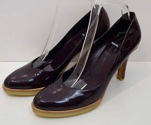 GUCCI Púrpura Borgoña Vernice Diamante Charol Plataforma Alta Zapatos de Corte - Imagen 1 de 7