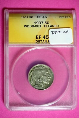 1937 ANACS EF45 Details Buffalo Nickel #B29101 - Image 1 of 2