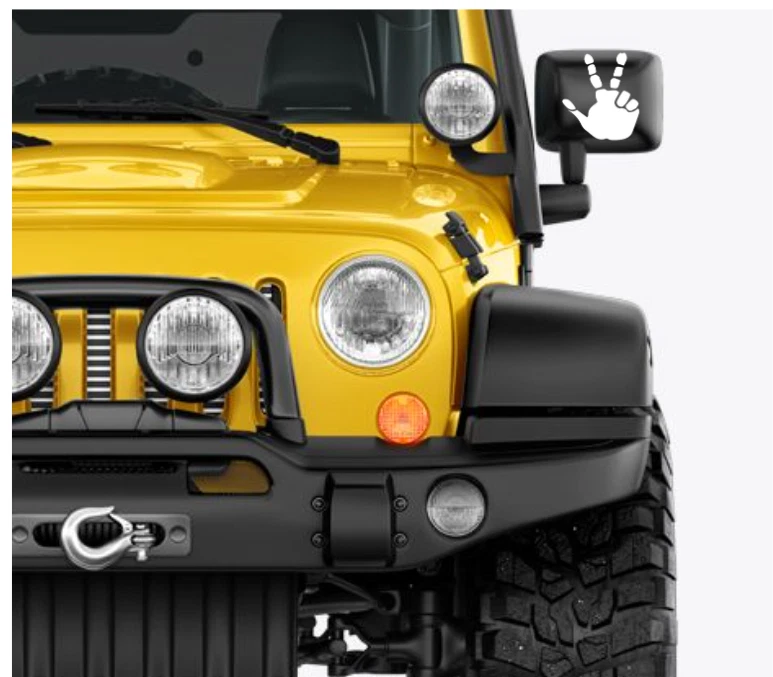CALCOMANÍA ADHESIVA HAND WAVE Peace blanca apta para Jeep Wrangler - Jeep Gladiator Foto 1 de 2