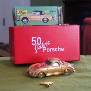 GOLD Plated LE Porsche 50th Anniv Schuco Micro Racer 1047 in Box w/ Windup Key - Picture 1 of 20