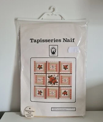 Vtg 1984 Needlepoint Tapestry Cushion Kit Tapisseries Naif Strawberry Patchwork  - Image 1 of 4