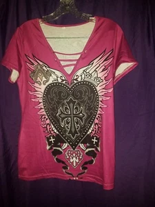 Women's fashion Punk style Casual print cotton pure color T-shirt - Picture 1 of 11