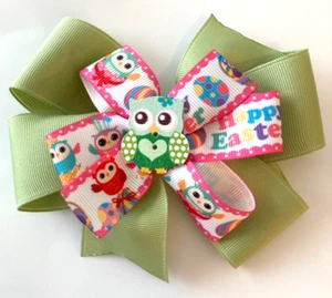 Beautiful Happy Easter Owl inspired hair bow for girls. - Picture 1 of 2