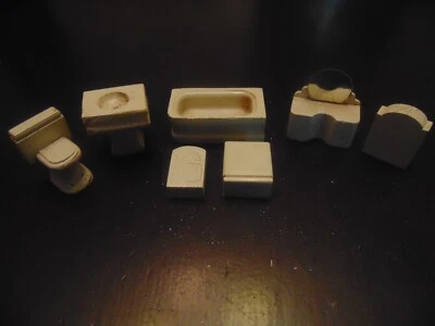 Dollhouse Furniture Lot Of  7 Beautiful Pieces White Wood 1:12 - Image 1 of 2