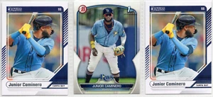 Junior Caminero 3 card lot 2023 1st Bowman #BP-61 + 2024 Donruss Tampa Bay Rays - Picture 1 of 2