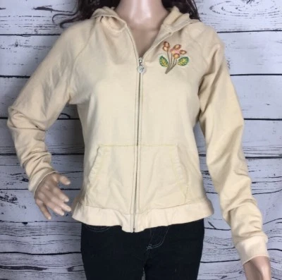 Única Sudadera con Capucha Bordada Floral Pequeña Grande Cremallera Frontal Lindo Diseño Floral Primavera Foto 1 de 4