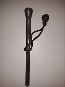 Manico Ombrellone Antico Argento Sterling Repousse & Simboli Astrologici Legno - Foto 1 di 7