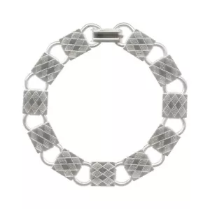 10 Plain Silver Bracelet Blanks w/ 11 Square Textured Pads 7.5" long ~Add Beads - Picture 1 of 1