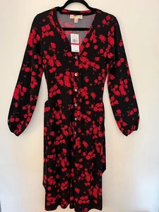 Michael Kors Women s Button Down Long Sleeve Roses Floral Dress Size XS NWT - Picture 1 of 8