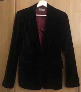 Vintage Marks & Spencer Velvet Blazer Women 12 Black - Picture 1 of 6