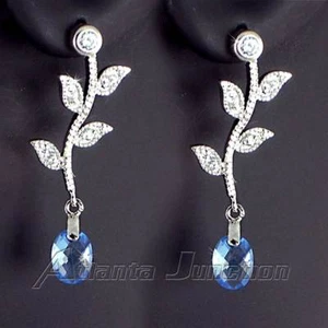 *EDEL* _BLAUTOPAS OHRHÄNGER IM KISSENSCHLIFF CZ REBE_ 925 STERLINGSILBER - Bild 1 von 5