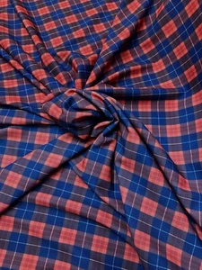 4 METRE GOOD QUALITY SCUBA CREPE JERSEY STRETCH TARTAN CHECK PRINT DRESS FABRIC - Picture 1 of 5