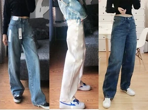 UNIQLO U 2019 Women High Rise Wide Straight Denim Pants 416280 NWT Jeans US Sell - Picture 1 of 8