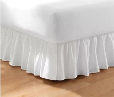 Saia de cama 3 lados cor branca padrão liso 700 TC algodão canto dividido - Imagem 1 de 2