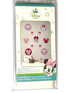 DISNEY BABY MINNIE MOUSE POLKA DOTS WALL DECALS PEEL & STICK REUSEABLE - Picture 1 of 6