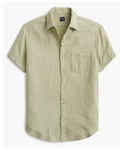 J.CREW Men's Lightweight Green Gauze Button-up Short Sleeve Shirt Size Large NEW - Picture 1 of 8