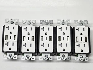 5 125v 20A 3.6A Triple Puerto USB Tipo-C/A Combo Toma de Pared Resistente a Manipulaciones  - Imagen 1 de 7