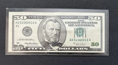 Series 1996 $50 Bill- Large Portrait- AA51560016A- Great Condition XF-AU - Image 1 of 4