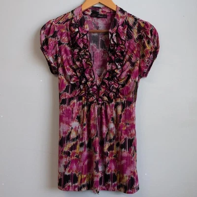 Y2K Heart Soul floral print ruffle whimsigoth babydoll blouse-L - Image 1 of 4