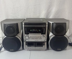 AIWA CX-NA555 3 CD Changer Dual Cassette Tape AM/FM Stereo System & Speakers EUC - Picture 1 of 12