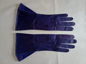 Lederhandschuhe Leder Damen Gr. 7 Donna Karan Italy Blau - Bild 1 von 11