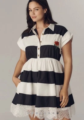 Anthropologie 2X Maeve Short-Sleeve Rugby Swing Mini Plus Dress AS-IS READ - Image 1 of 4