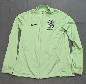Brazil National Team Track Jacket Mens Medium Green Soccer Nike Dri-FIT CBF - Picture 1 of 13