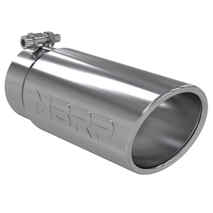 MBRP T5112 Stainless Angled Rolled End Round 3.5 inch Universal Fit Exhaust Tip - Picture 1 of 3