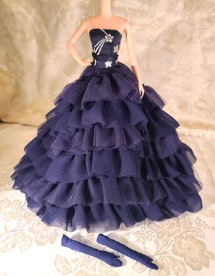 Silkstone Barbie Midnight Glamour Deep Blue Dress and Original Gloves - No Doll - Image 1 of 4