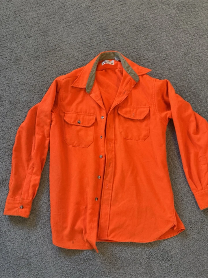 Chaqueta de Caza Cabela’s Naranja Brillante De Colección Manga Larga Abotonada L Años 70’s u 80’s Foto 1 de 4